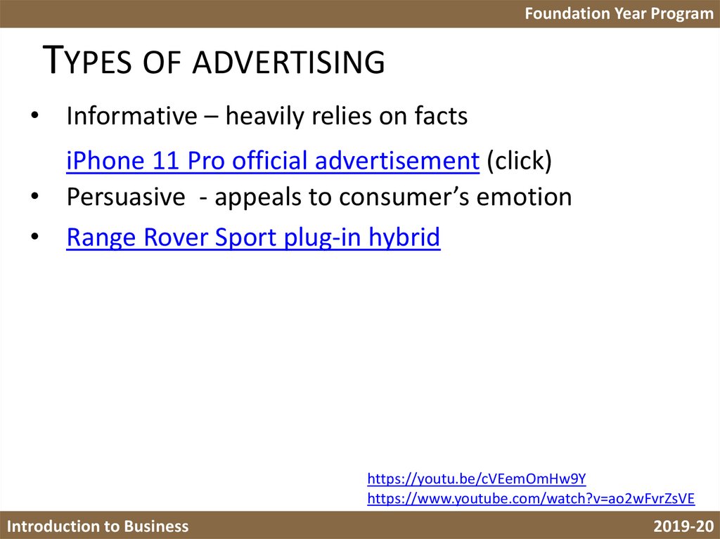 Types of advertising