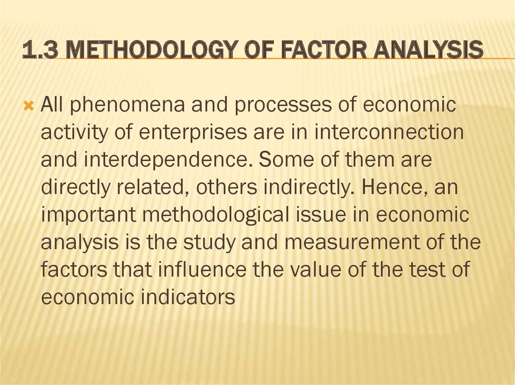1.3 Methodology of factor analysis