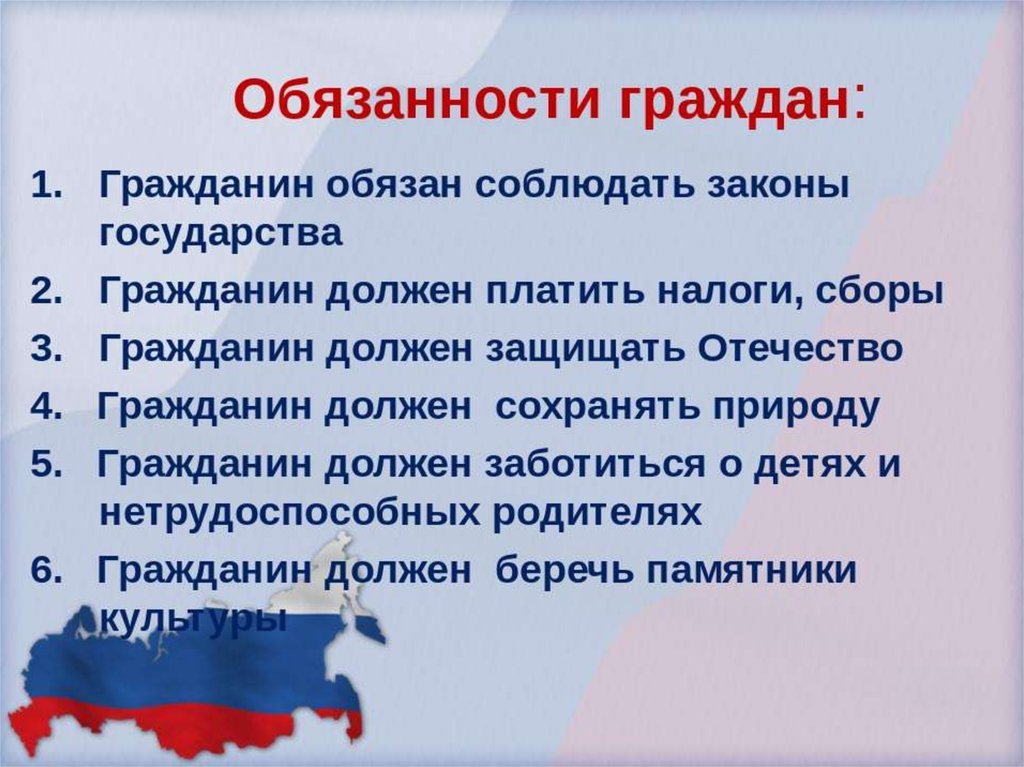 Главные обязанности гражданина проект