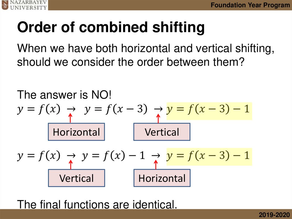 Order of combined shifting
