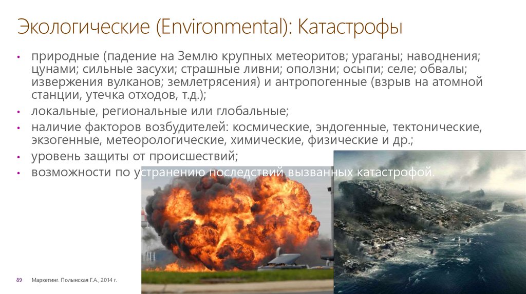 Экологические (Environmental): Катастрофы