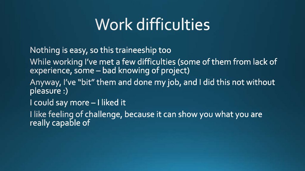 Work difficulties