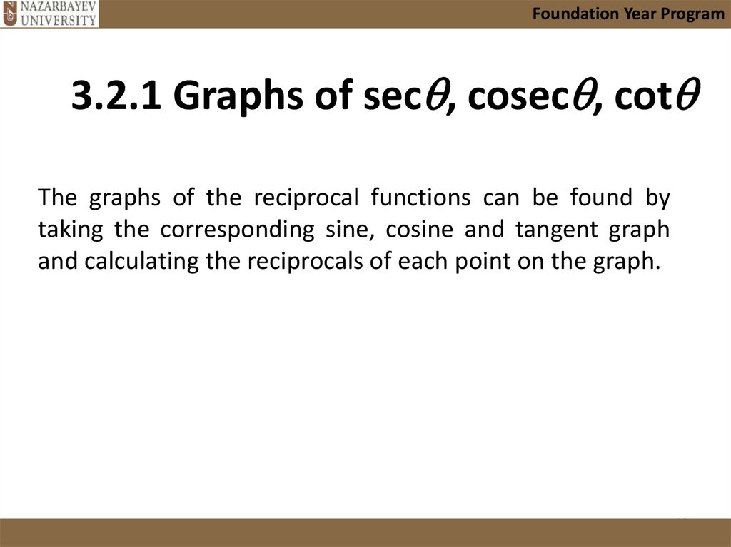 3.2.1 Graphs of sec, cosec, cot