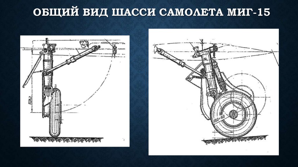 Общий вид шасси самолета МиГ-15