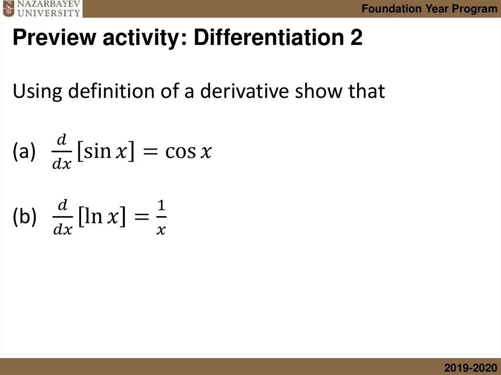 Preview activity: Differentiation 2