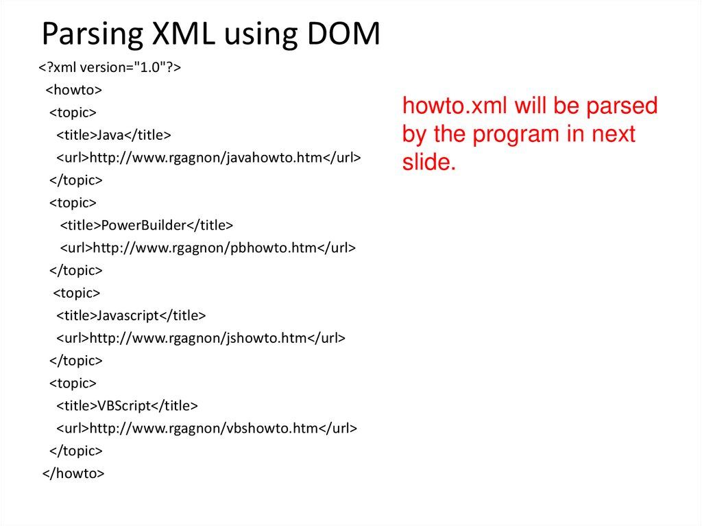 Parsing XML using DOM