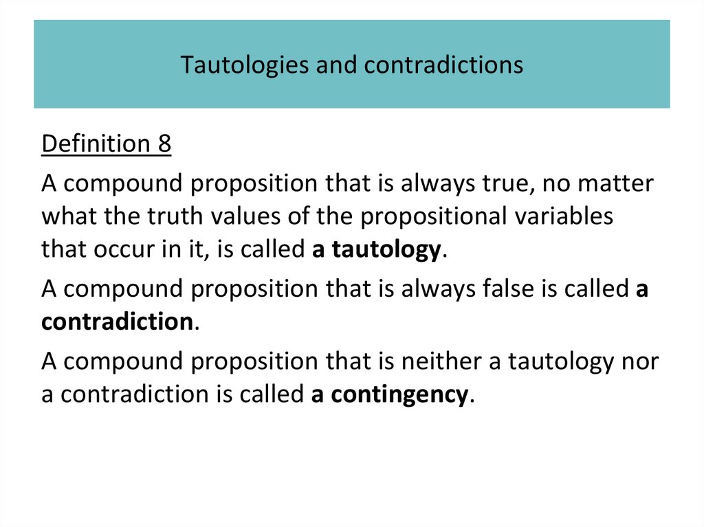 Tautologies and contradictions