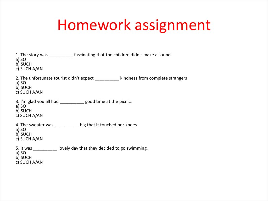 Homework assignment