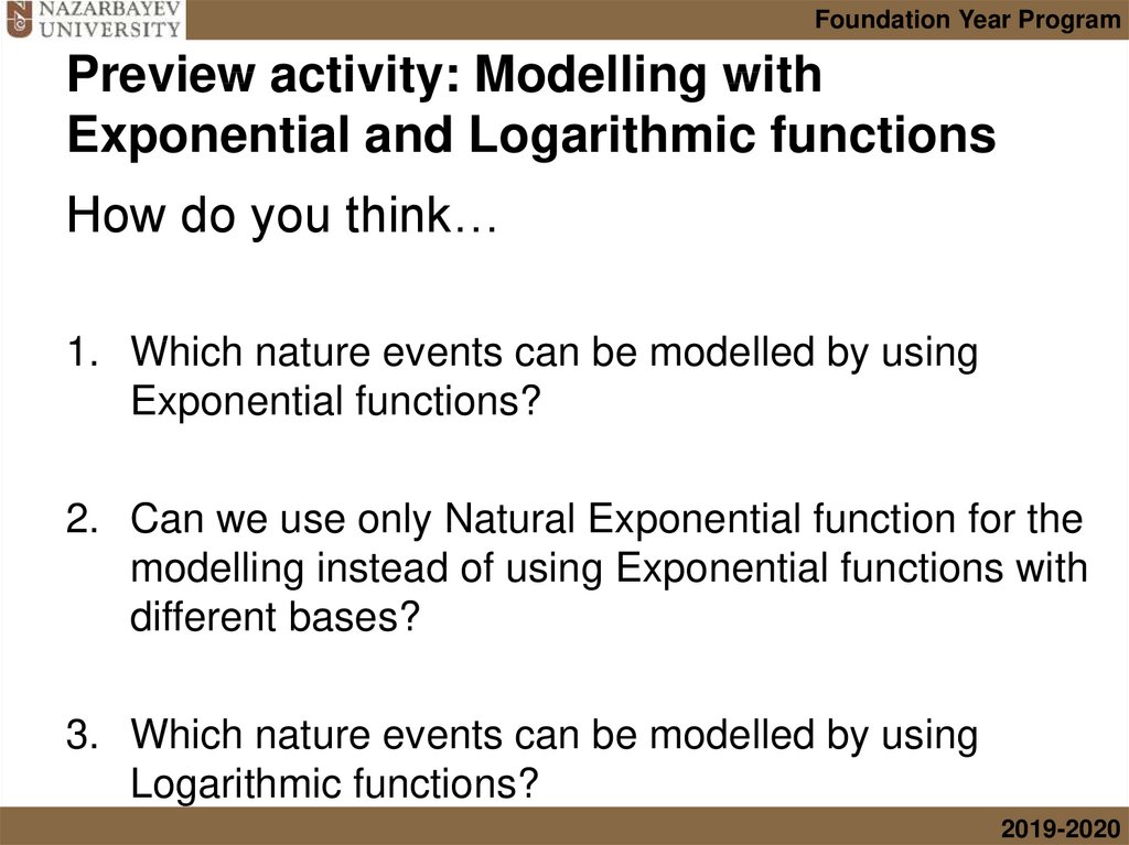 Preview activity: Modelling with Exponential and Logarithmic functions