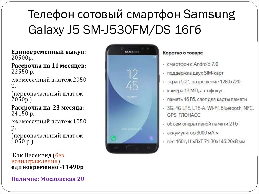 Характеристики Samsung Sm