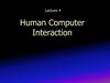 Human Computer Interaction. Lecture 4