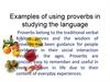 Examples of using proverbs in studying the language