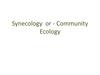 Synecology  or - Community Ecology лекция