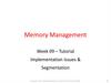 Memory management. Tutorial Implementation Issues & Segmentation Giancarlo Succi