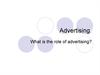 Advertising. What is the role of advertising?