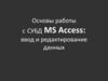 Основы работы с СУБД MS Access: ввод и редактирование данных