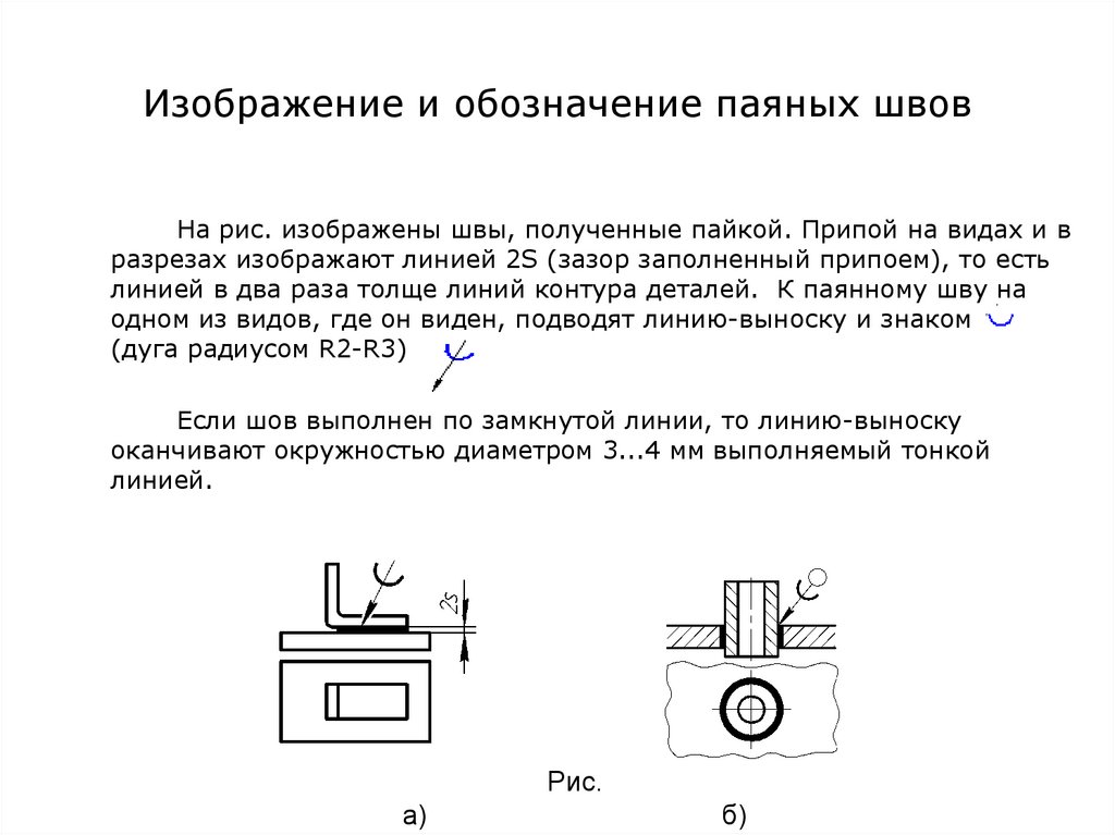 Паяное соединение на чертежах изображают линией толщина которой