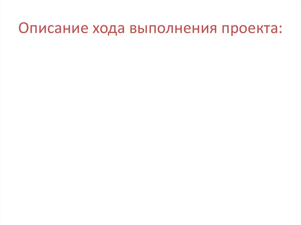 Описание хода выполнения проекта