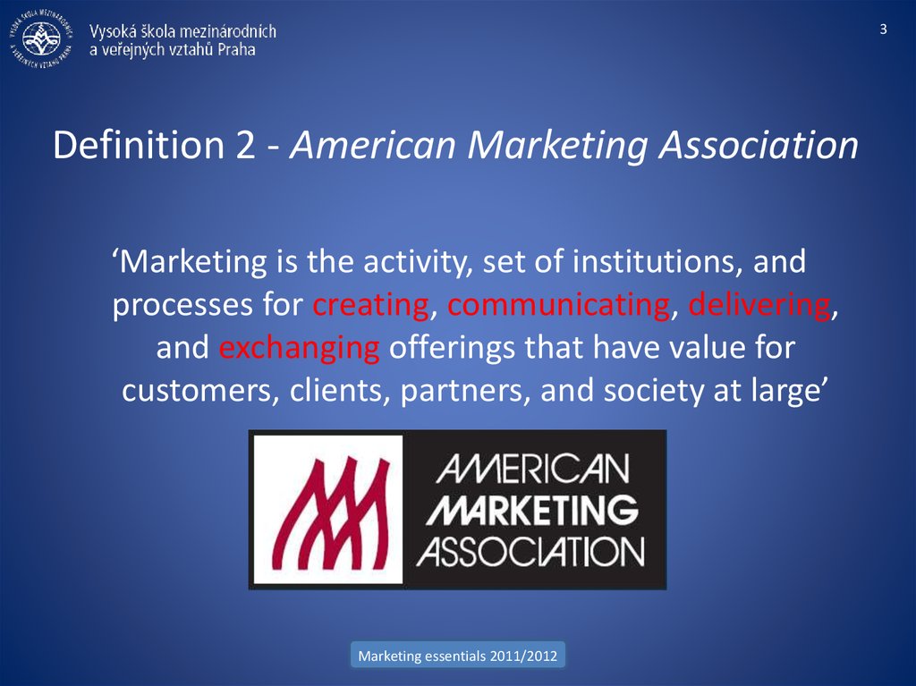 Definition 2 - American Marketing Association
