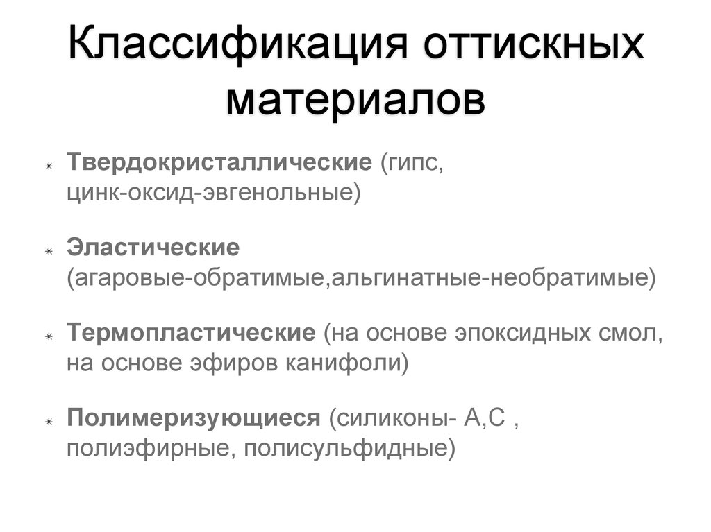 Оттискные материалы в ортопедической стоматологии презентация