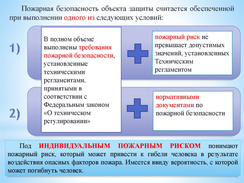 Дни считающимися безопасными. Пожарная безопасность объекта защиты. Пожарная безопасность объекта защиты считается обеспеченной если. Объект считается защищенным при выполнении следующих условий. Безопасность объекта защиты.