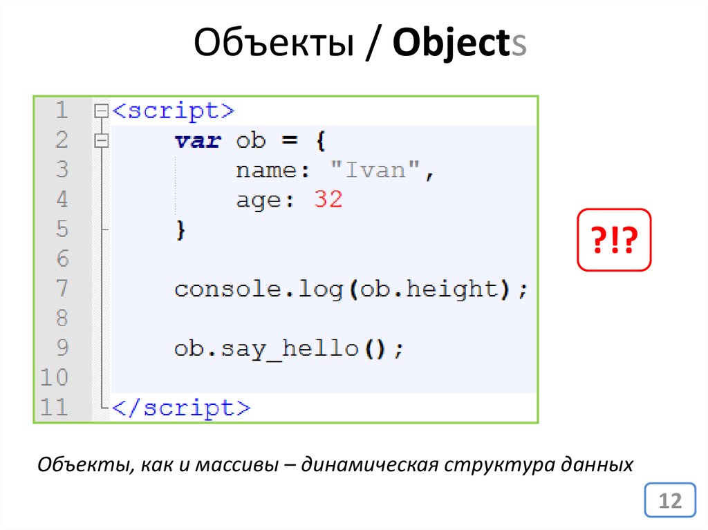 Метод объекта javascript. Объект js.