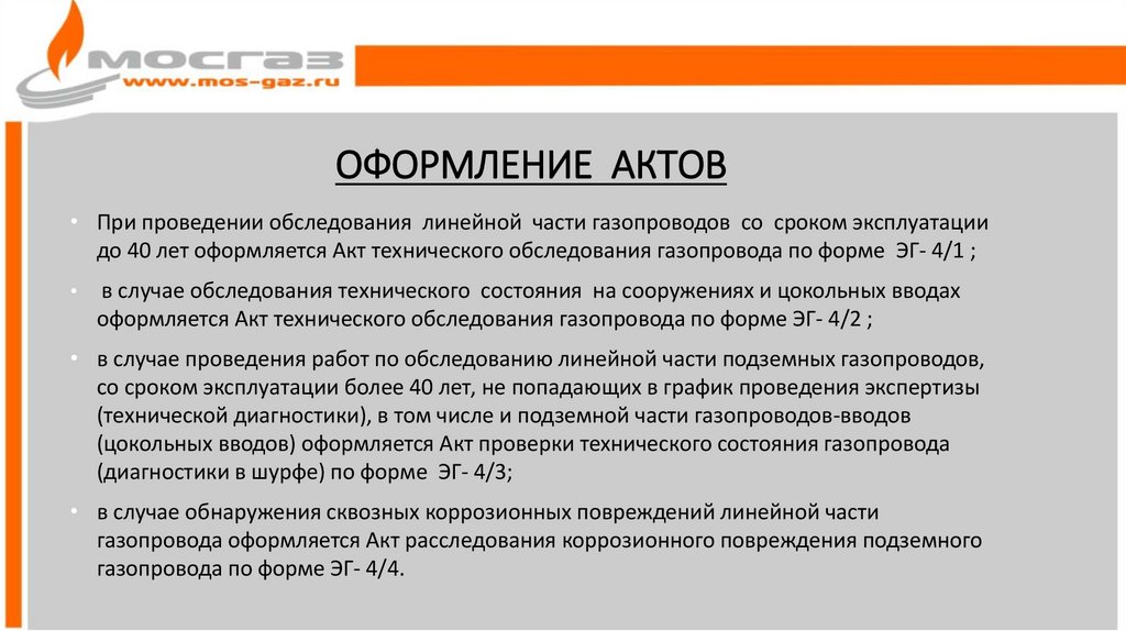 Сроки обследования газопроводов