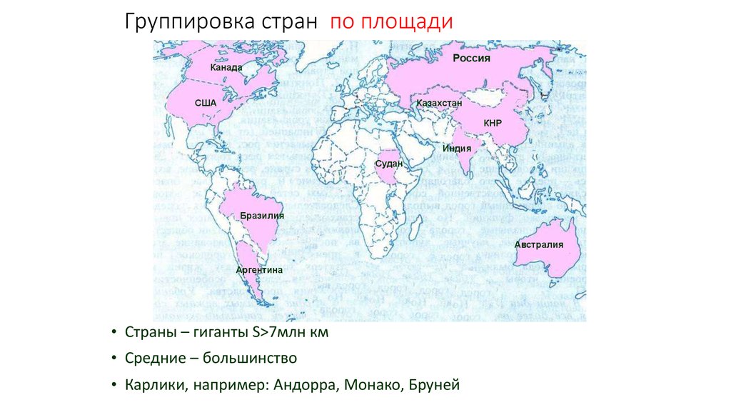 Географические группы стран. Крупнейшие страны по площади на карте. Группировка стран по численности населения 10 стран карта.