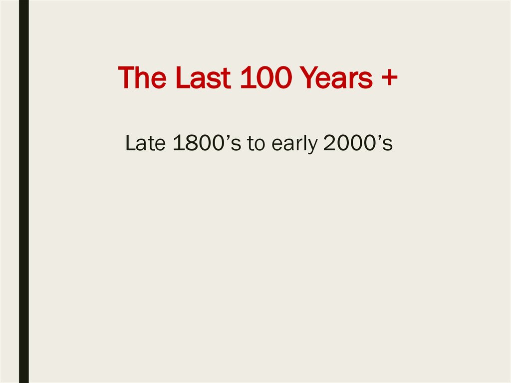 The Last 100 Years +