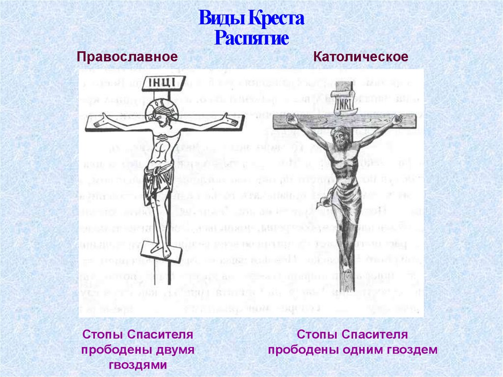 Почему крест в ногах. Католический крестик и православный. Христианский крест и католический отличия. Распятие Христа на кресте православные. Католический и православный крест разница.