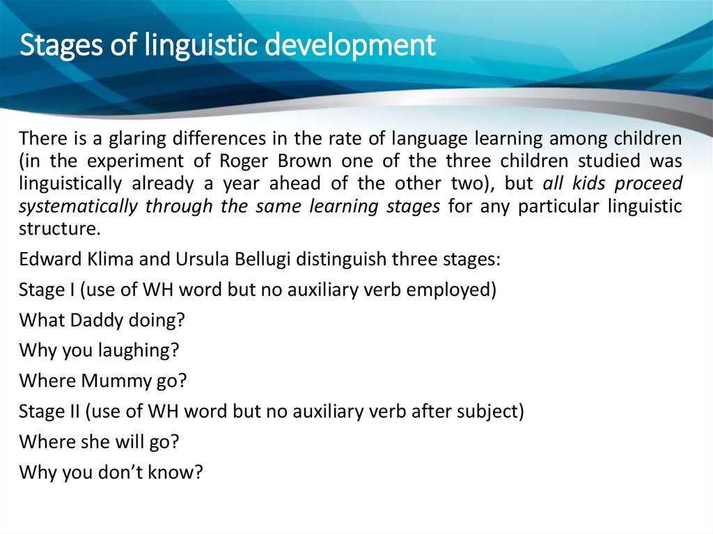 Stages of linguistic development