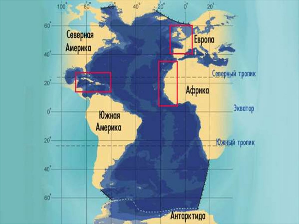 Какой тропик пересекает северную америку. Атлантический океан на карте. Фолклендские на карте Атлантического океана. Тропики Атлантического океана на карте. Фолклендское течение на карте Атлантического океана.