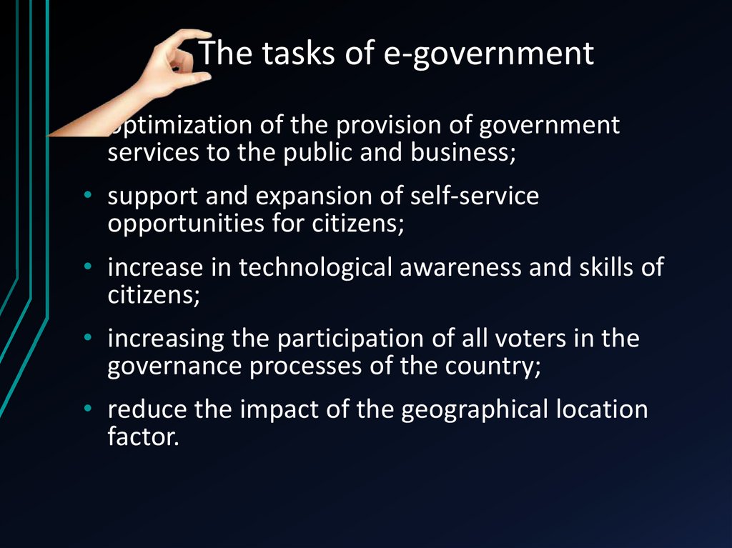 The tasks of e-government
