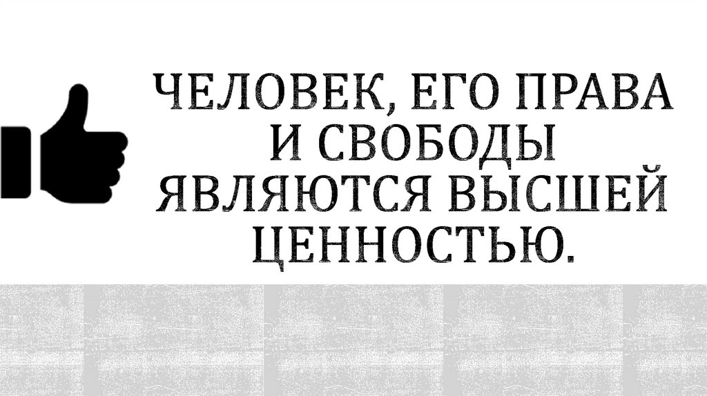 Человек, его права и свободы являются высшей ценностью.