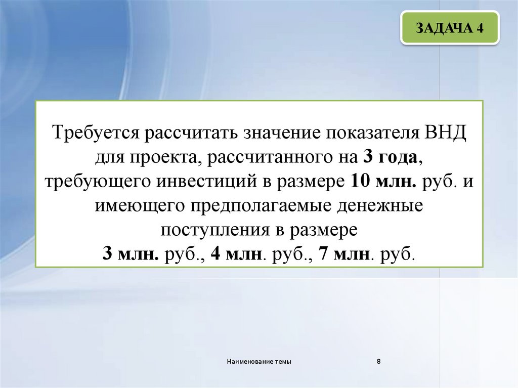 По бизнес плану четырехлетний проект предполагает начальное вложение 20 млн