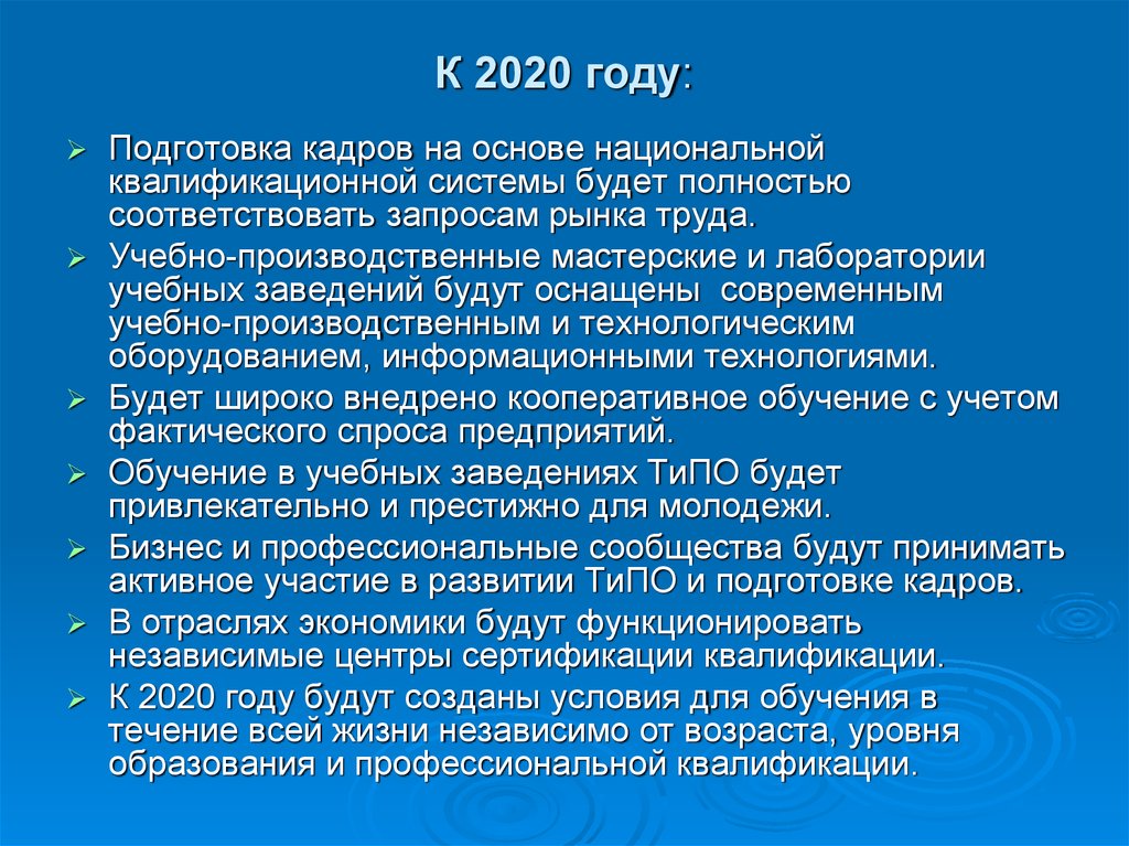 К 2020 году:
