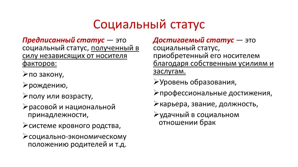 Социальный статус определенная позиция в социальной структуре группы или общества составьте план