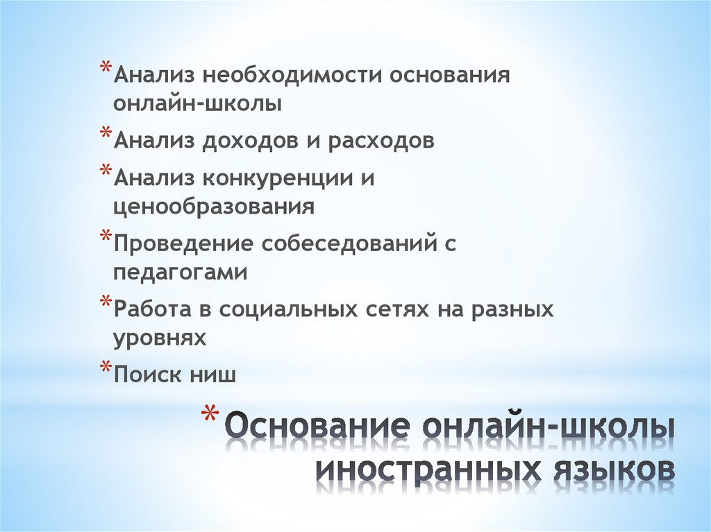 Основание онлайн-школы иностранных языков