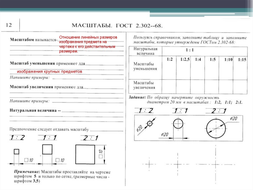 Отношение линейных размеров изображения предмета к действительным