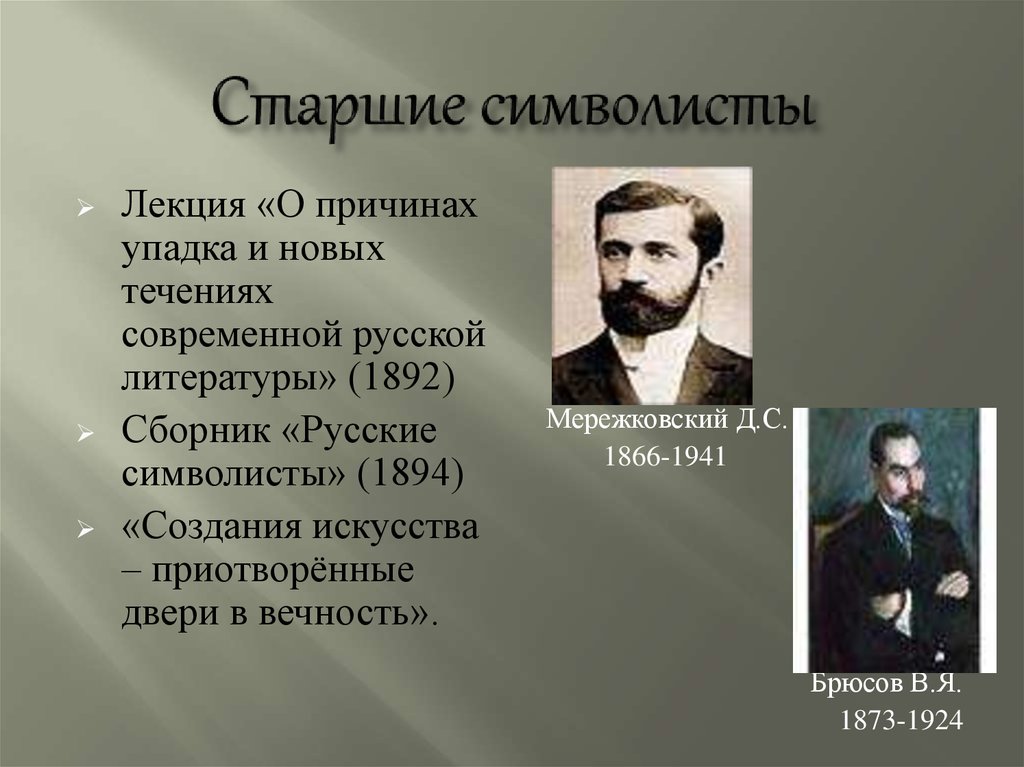 Старшие символисты. Русские символисты Брюсов. Русские символисты 1894. Русские символисты сборник Брюсова. 