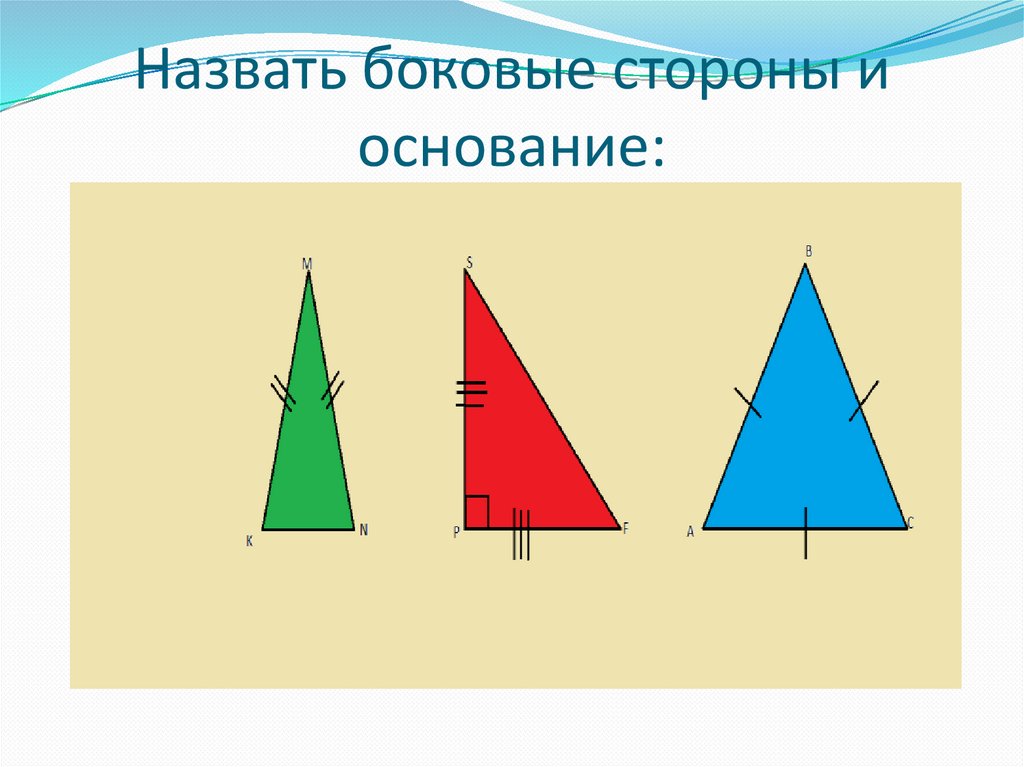 Боковыми называют. Как выглядит равнобедренный треугольник. Равнобедренный треугольник острый прямой и тупой. Равнобедренный как называются стороны. Боковая сторона.