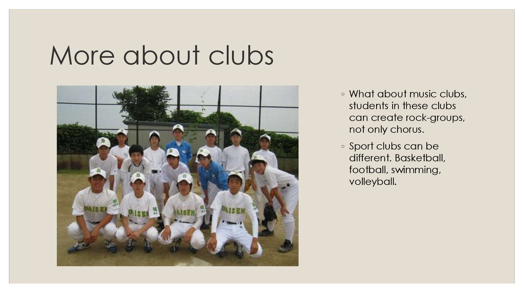 More about clubs