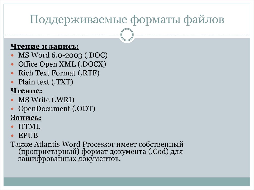 Поддерживаемые форматы