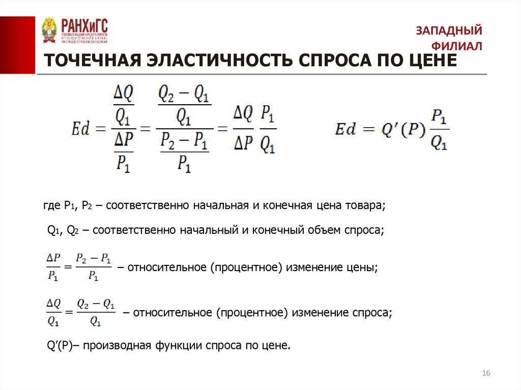 Точечная эластичность спроса. Формула точечной эластичности спроса. Формула точечной эластичности. Эластичность спроса формула производная. Формула эластичности спроса через производную.