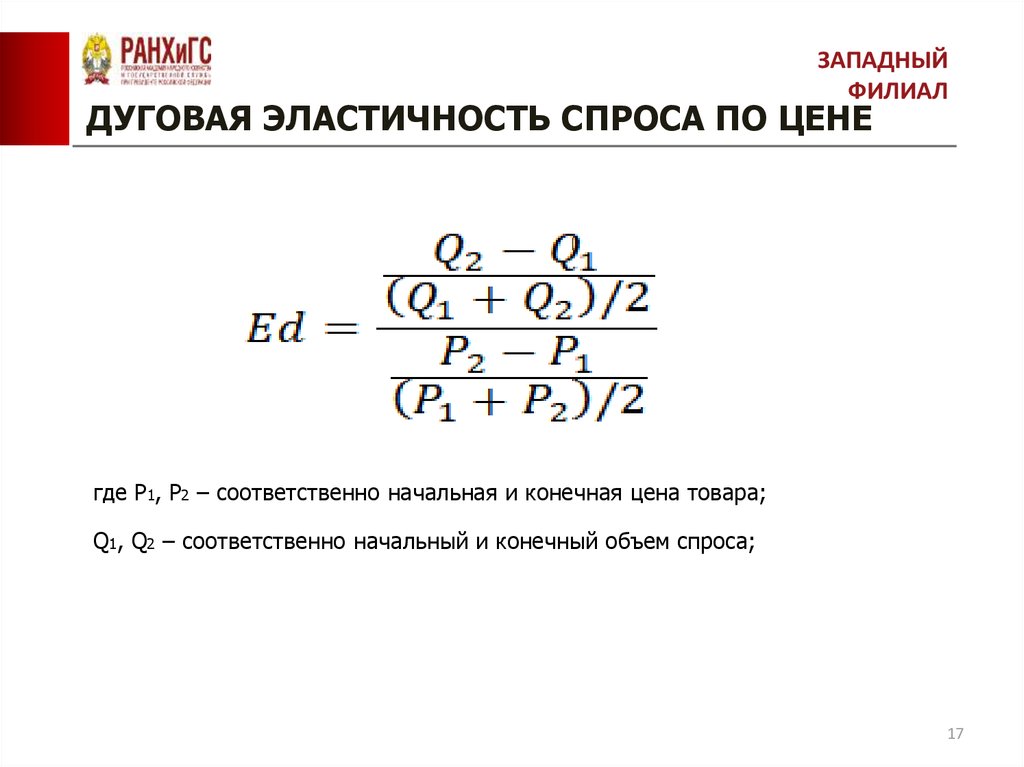 Формула спроса q. Формула дуговой эластичности спроса. Формула дуговой эластичности. Коэффициент дуговой ценовой эластичности. Коэффициент дуговой эластичности спроса.