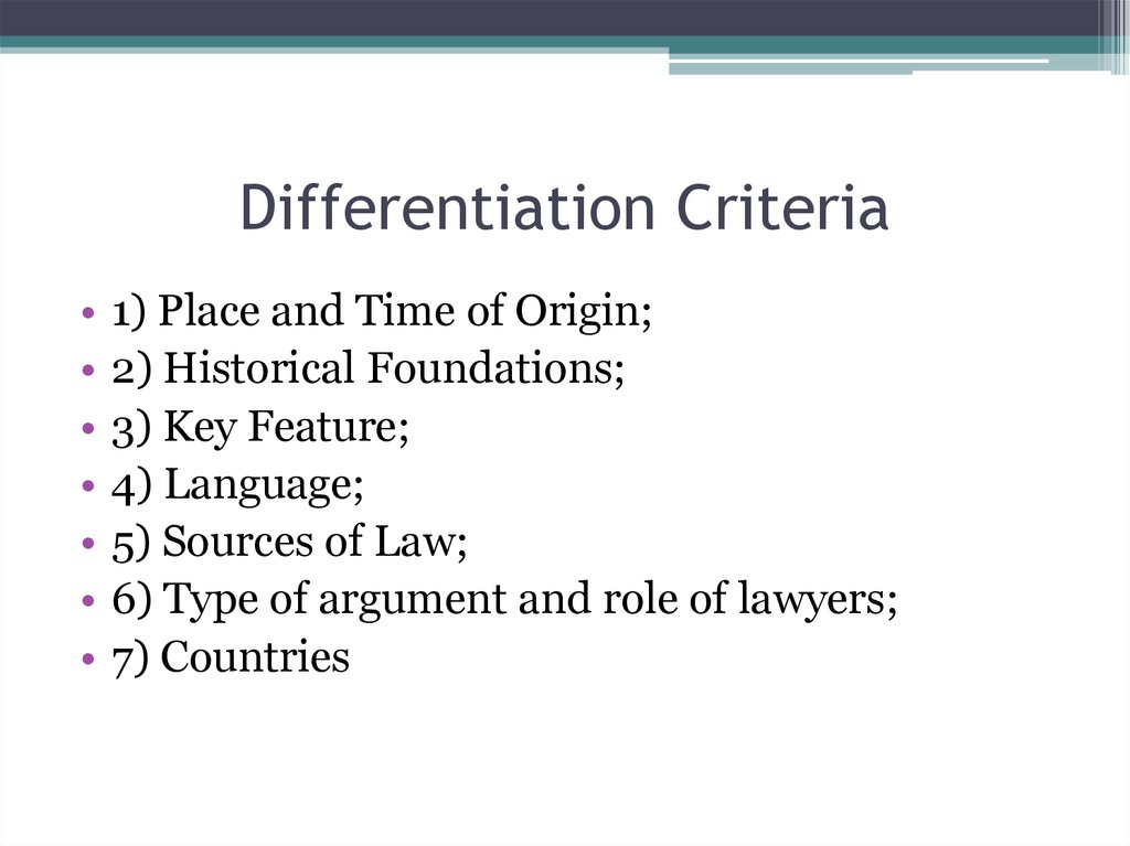 Differentiation Criteria