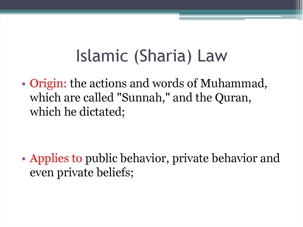 Islamic (Sharia) Law
