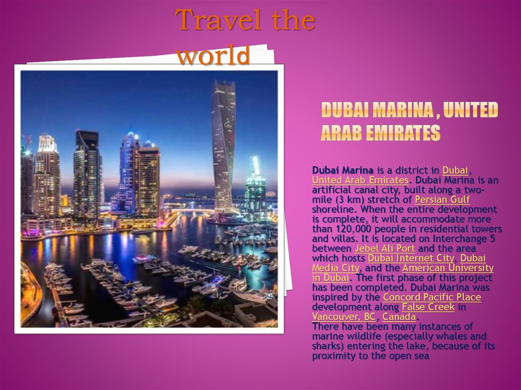 Dubai Marina , United Arab Emirates