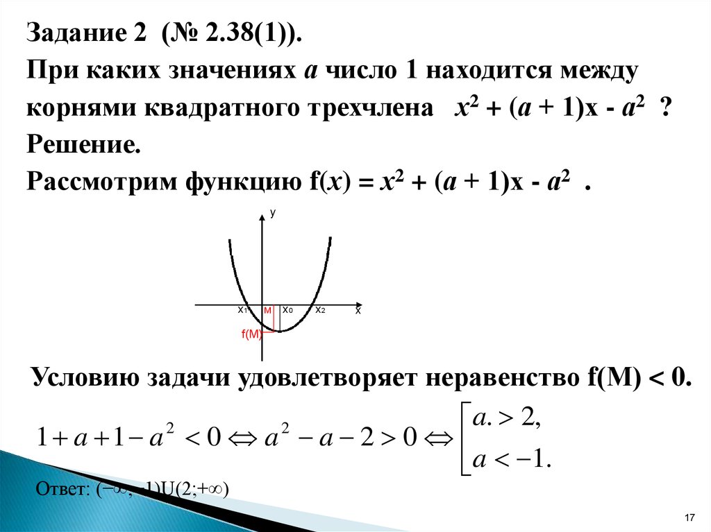 Эскиз графика квадратичной функции