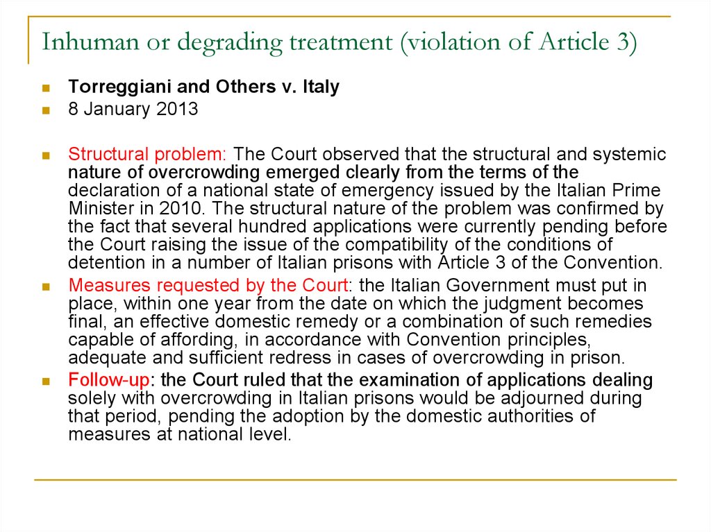 Inhuman or degrading treatment (violation of Article 3)